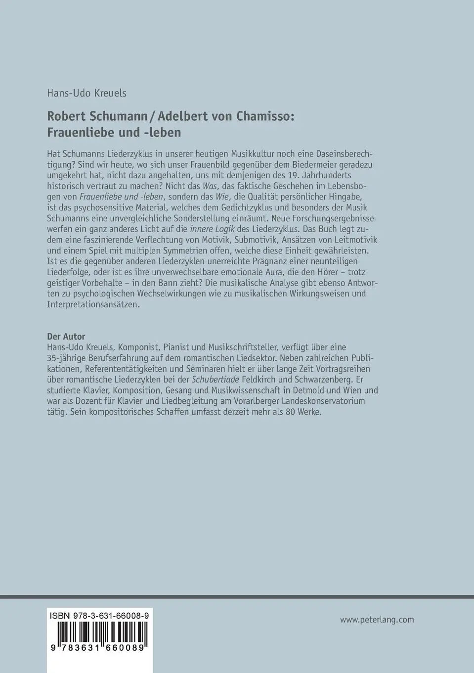 Rückseite: 9783631660089 | Robert Schumann / Adelbert von Chamisso: 'Frauenliebe und -leben'