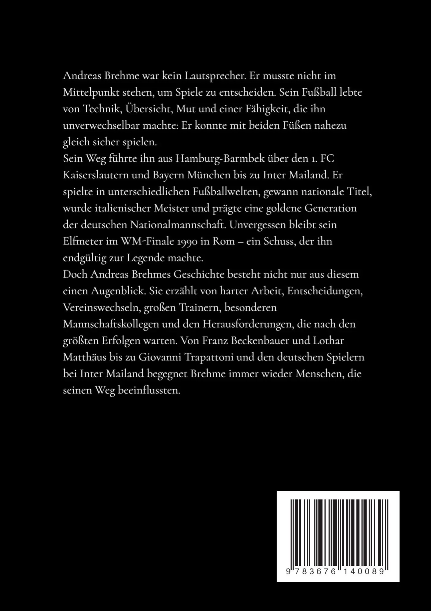Rückseite: 9783676140089 | Andreas Brehme | Zwischen Barmbek, Betze und San Siro | Philip Kluth