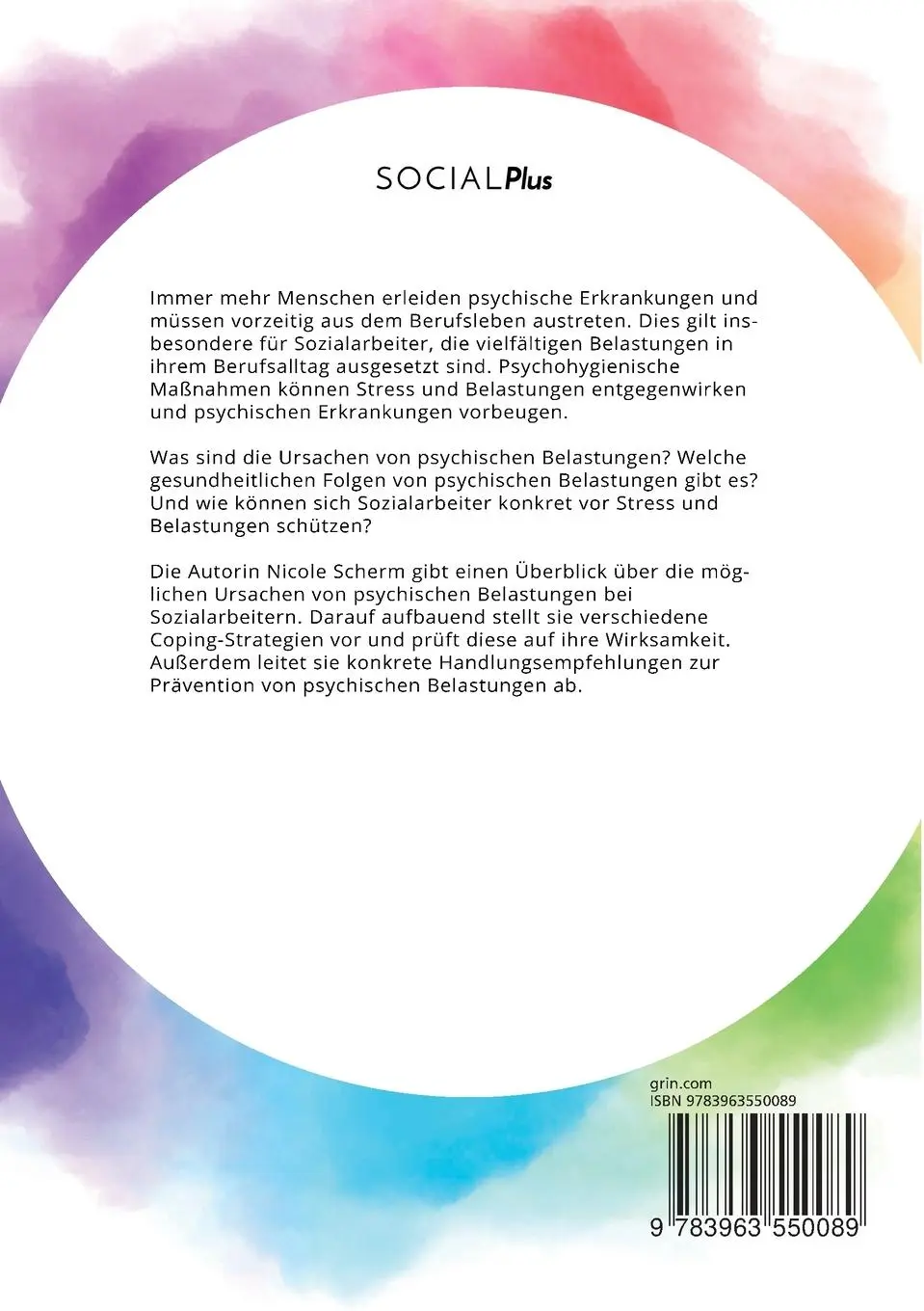 Rückseite: 9783963550089 | Psychohygiene in der Sozialen Arbeit. Methoden zur Prävention von...