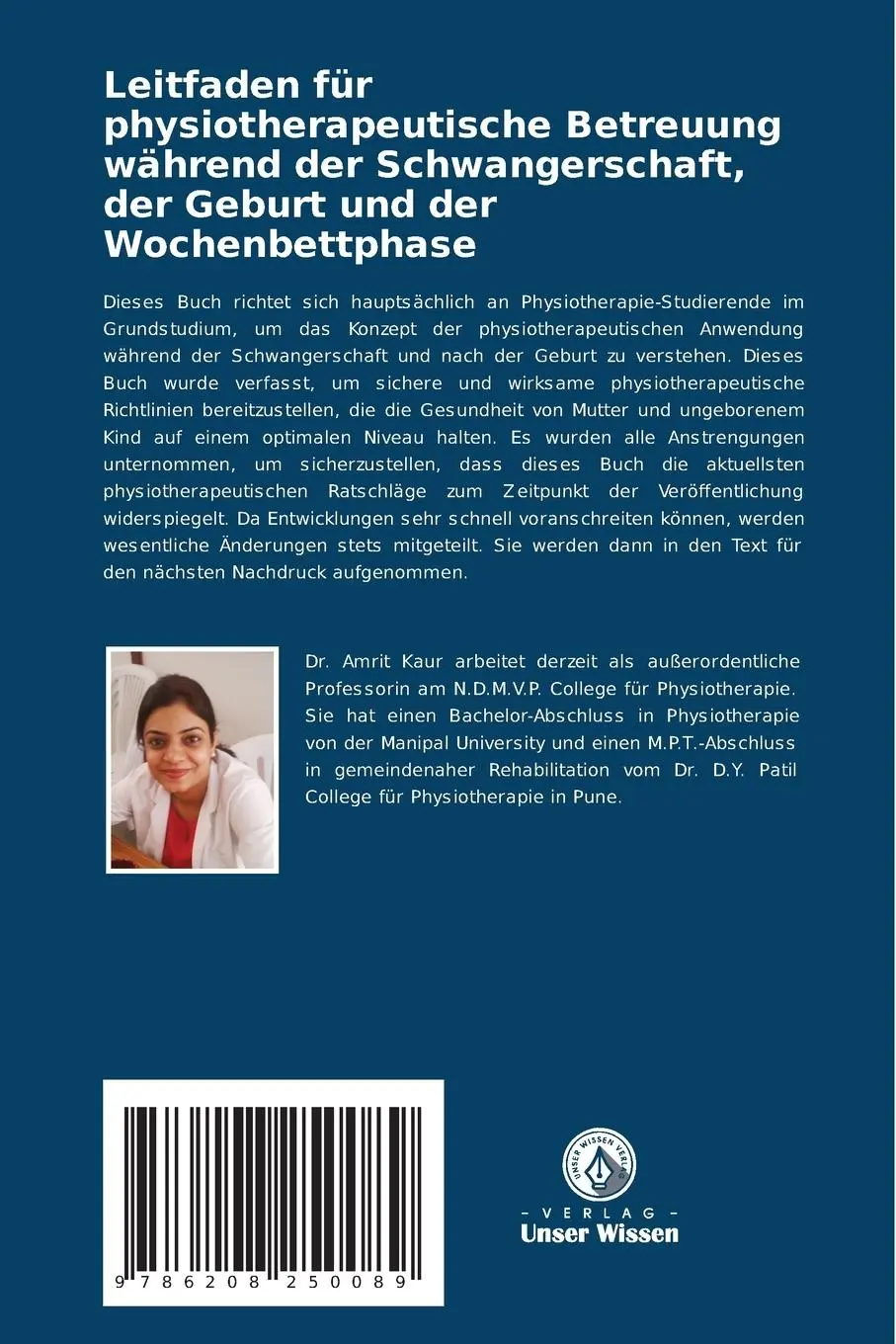 Rückseite: 9786208250089 | Leitfaden für physiotherapeutische Betreuung während der...