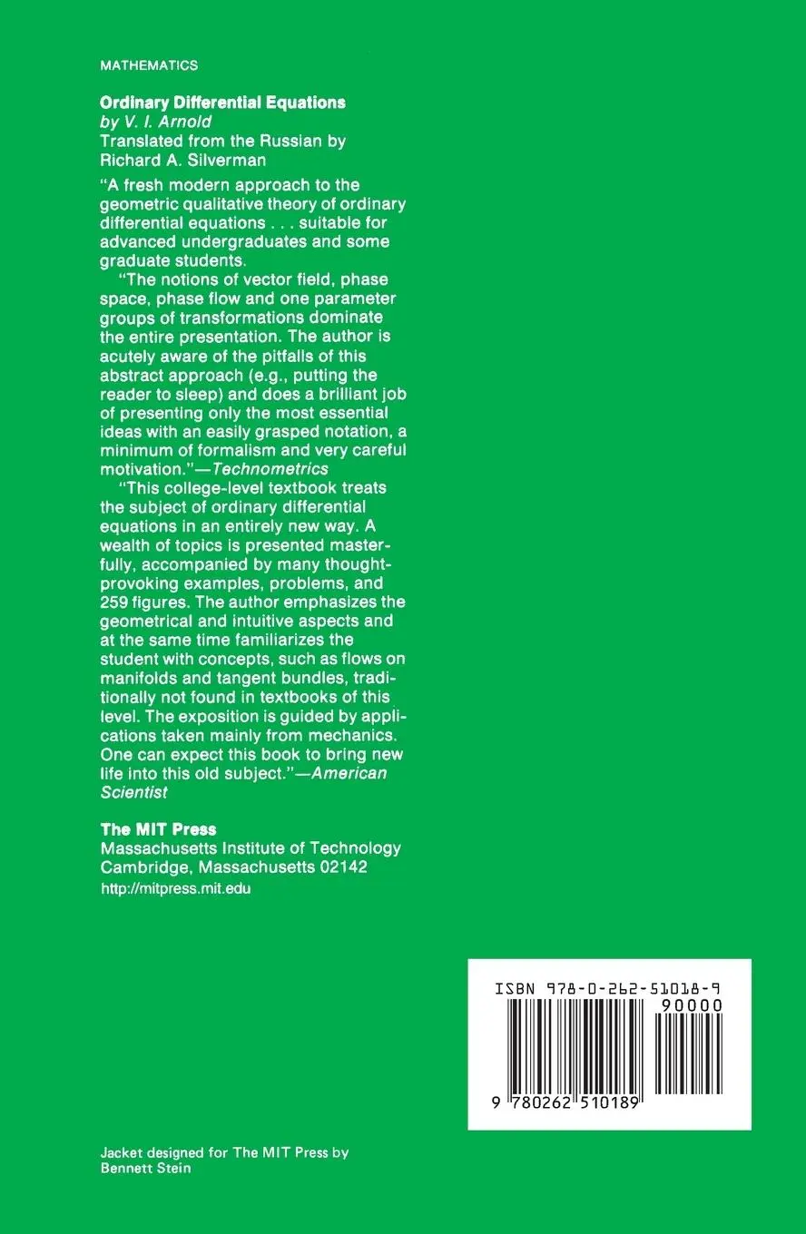 Rückseite: 9780262510189 | Ordinary Differential Equations | V. I. Arnold | Taschenbuch | 1978