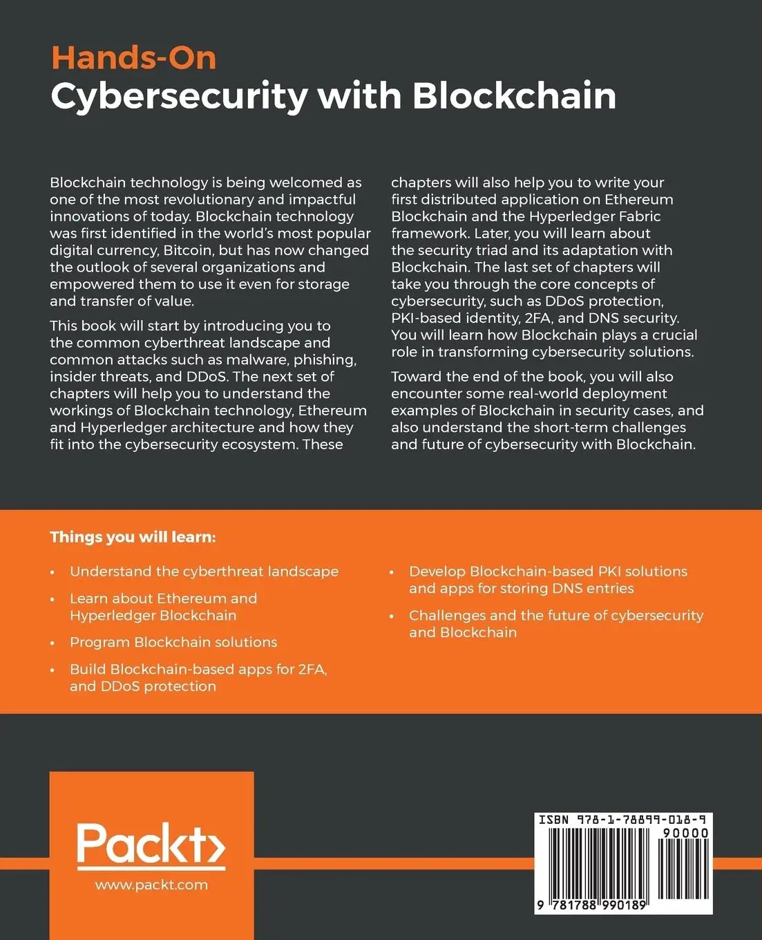Rückseite: 9781788990189 | Hands-On Cybersecurity with Blockchain | Rajneesh Gupta | Taschenbuch