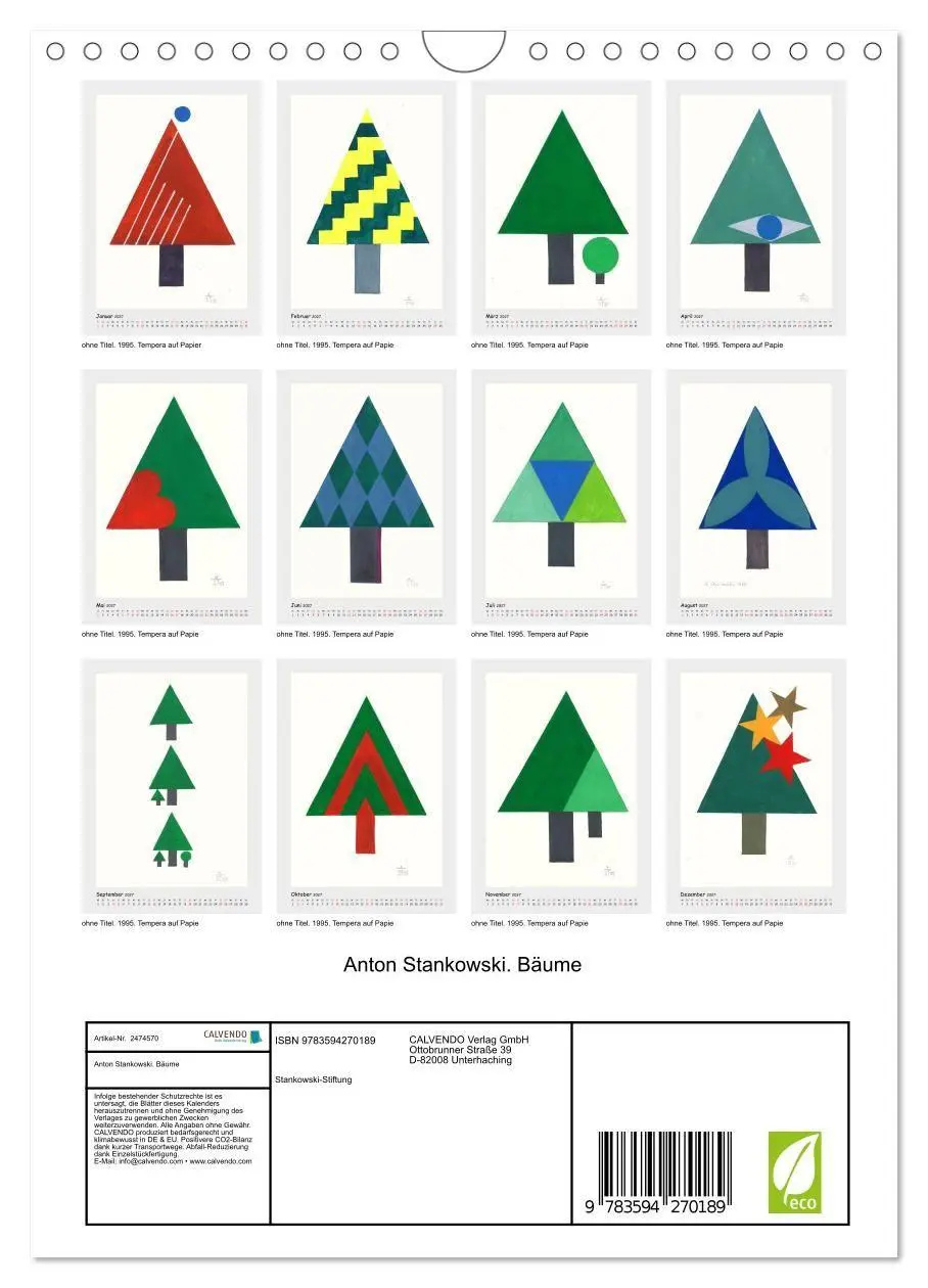 Bild: 9783594270189 | Anton Stankowski. Bäume (Wandkalender 2027 DIN A4 hoch), CALVENDO...