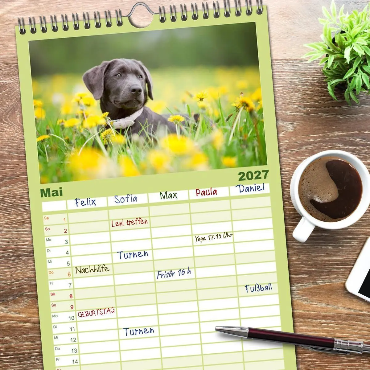 Bild: 9783594340189 | Familienplaner 2027 - Labrador Retriever mit 5 Spalten...