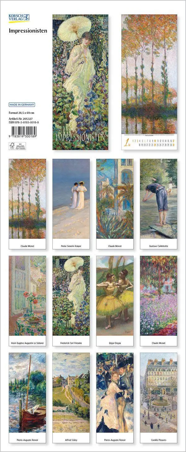 Bild: 9783819300189 | Impressionisten 2027 | Verlag Korsch | Kalender | Spiralbindung | 2027