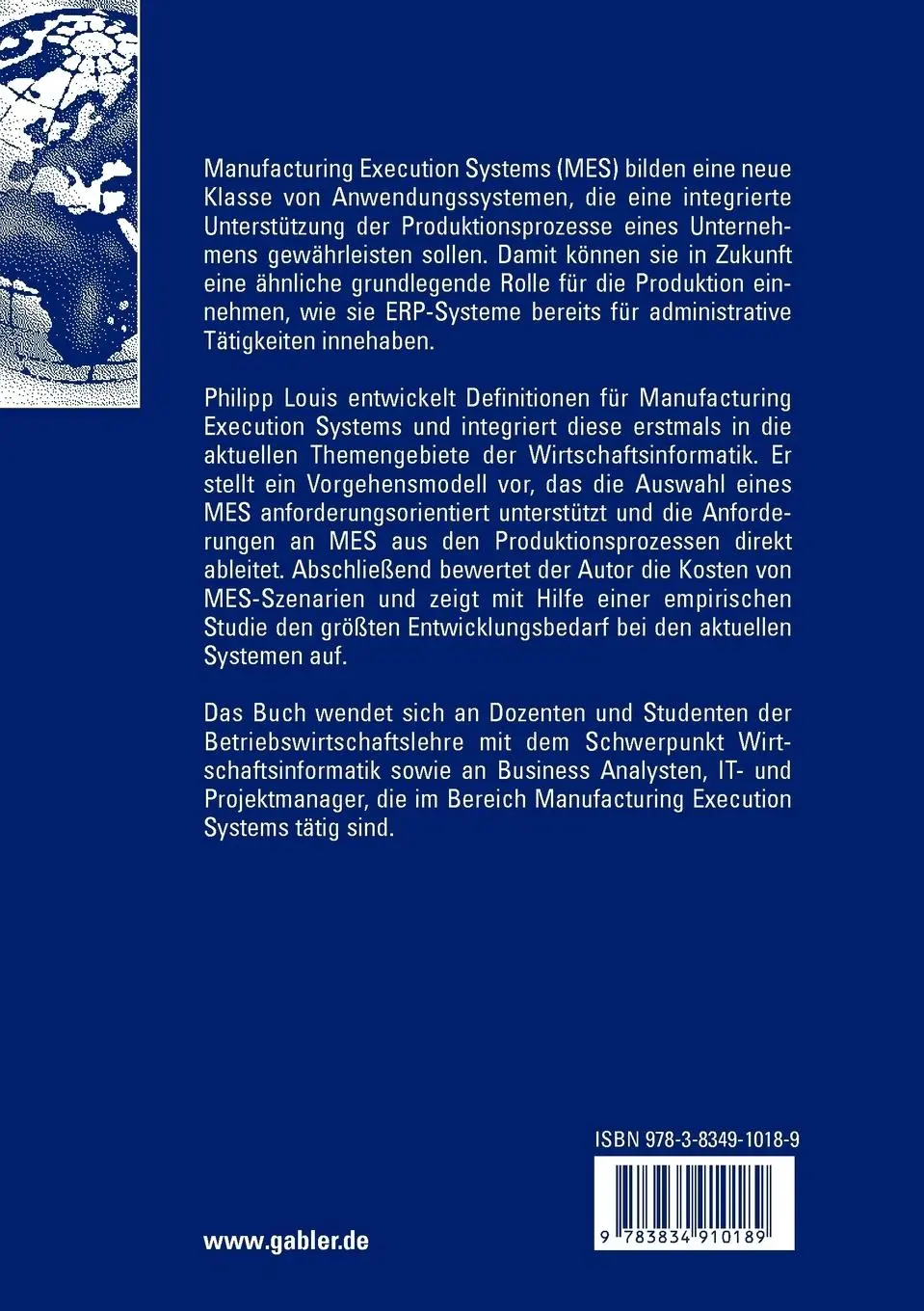 Rückseite: 9783834910189 | Manufacturing Execution Systems | Grundlagen und Auswahl | Louis