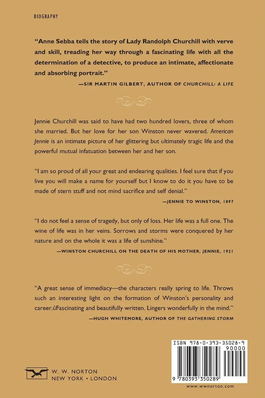 Rückseite: 9780393350289 | American Jennie | The Remarkable Life of Lady Randolph Churchill