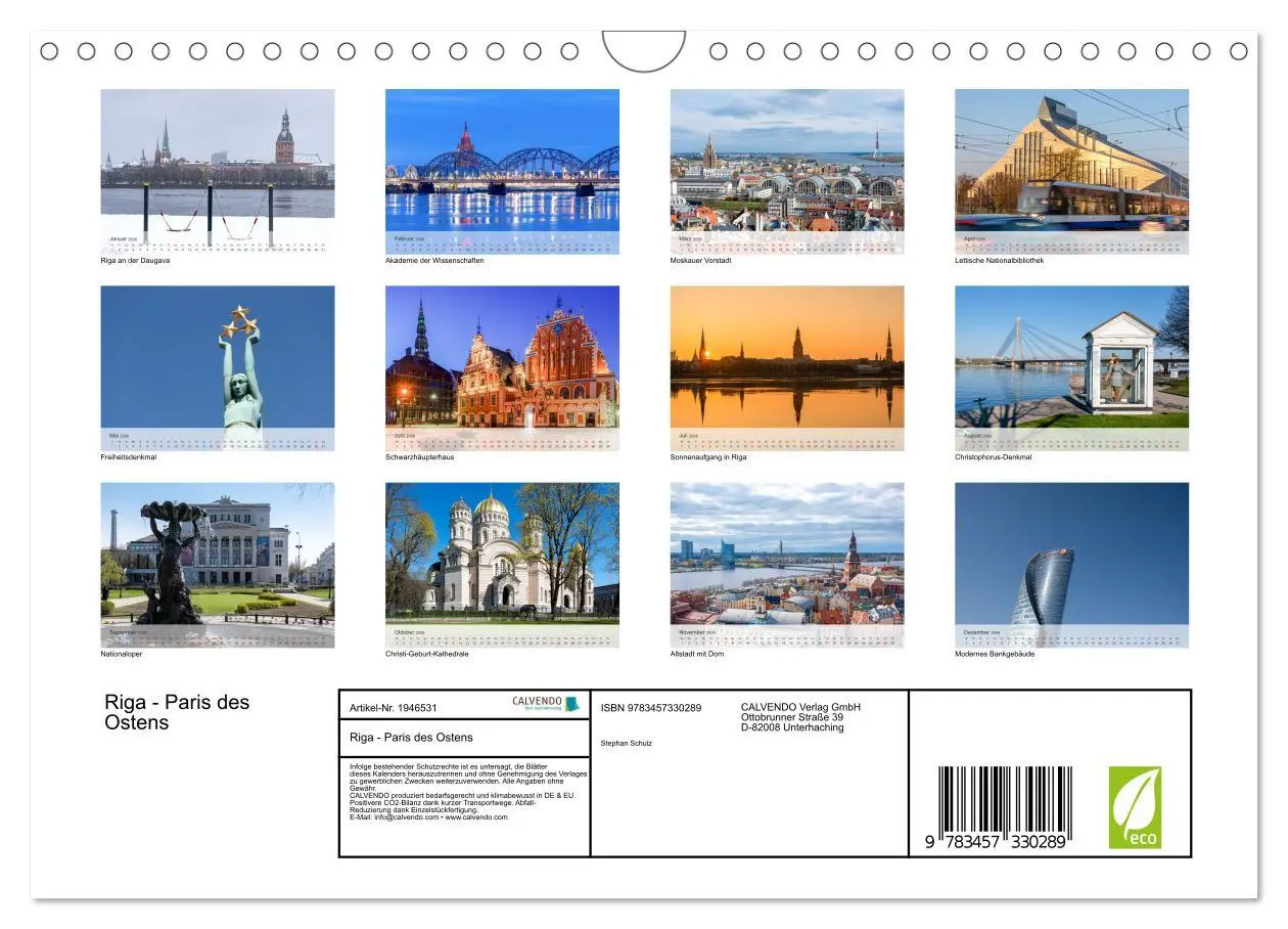 Bild: 9783457330289 | Riga - Paris des Ostens (Wandkalender 2026 DIN A4 quer), CALVENDO...