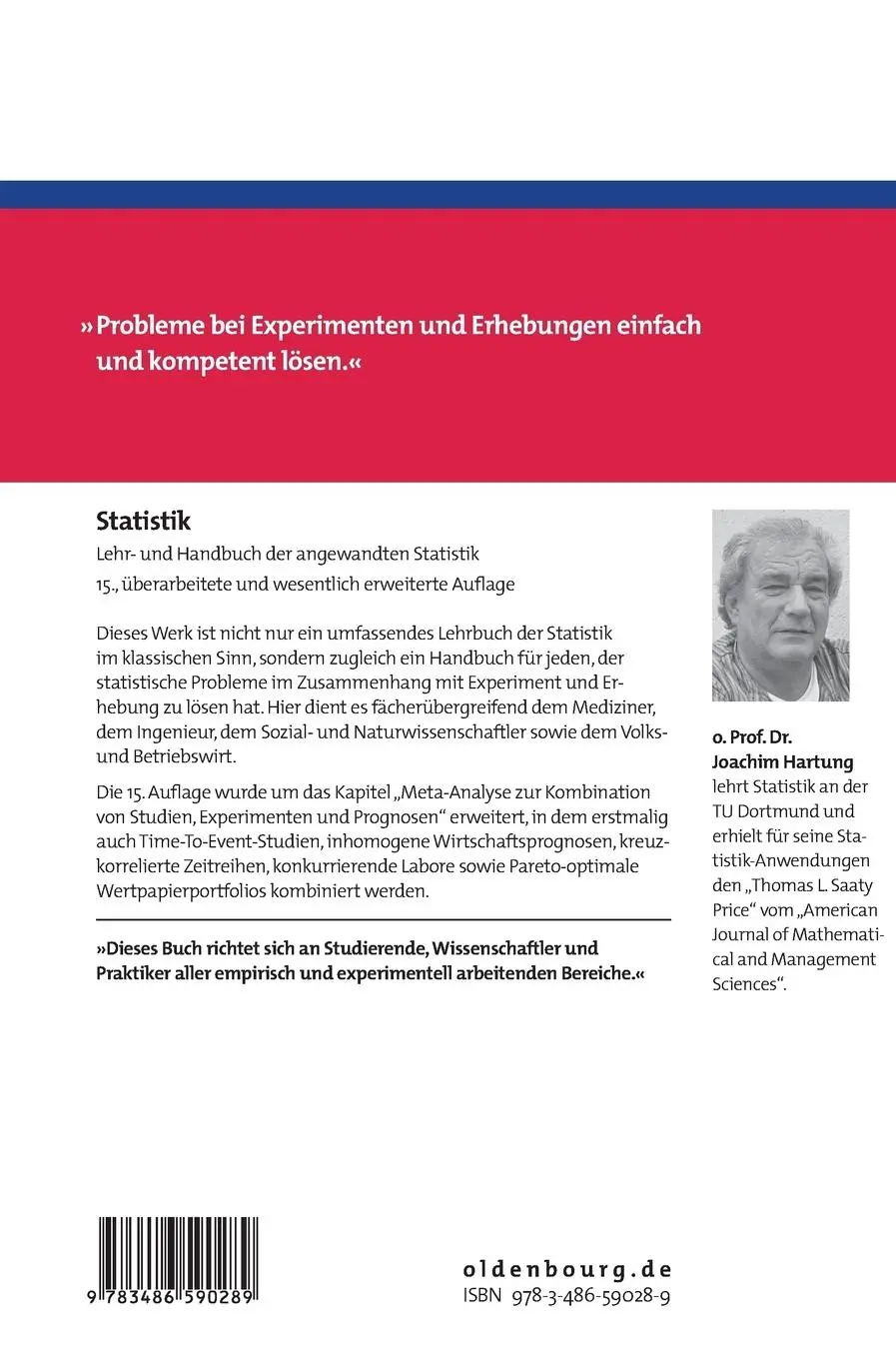 Rückseite: 9783486590289 | Statistik | Lehr- und Handbuch der angewandten Statistik | Buch | 2009
