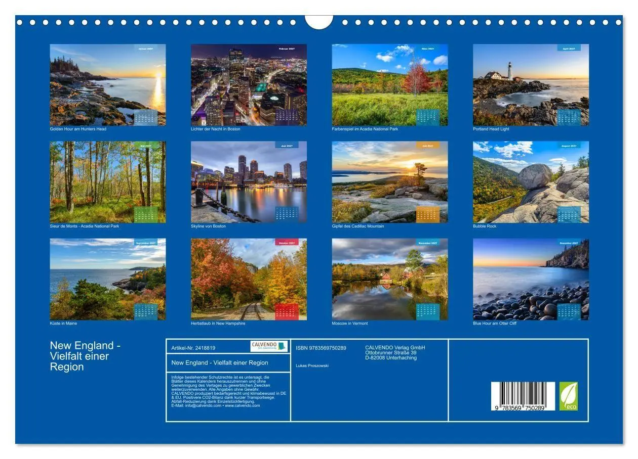 Bild: 9783569750289 | New England - Vielfalt einer Region (Wandkalender 2027 DIN A3...