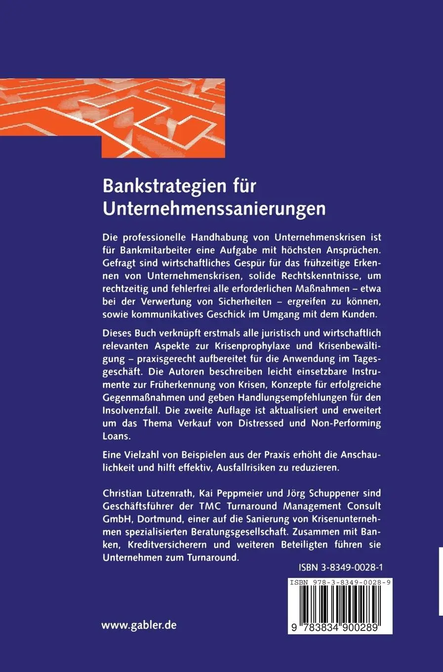 Rückseite: 9783834900289 | Bankstrategien für Unternehmenssanierungen | Lützenrath (u. a.) | Buch