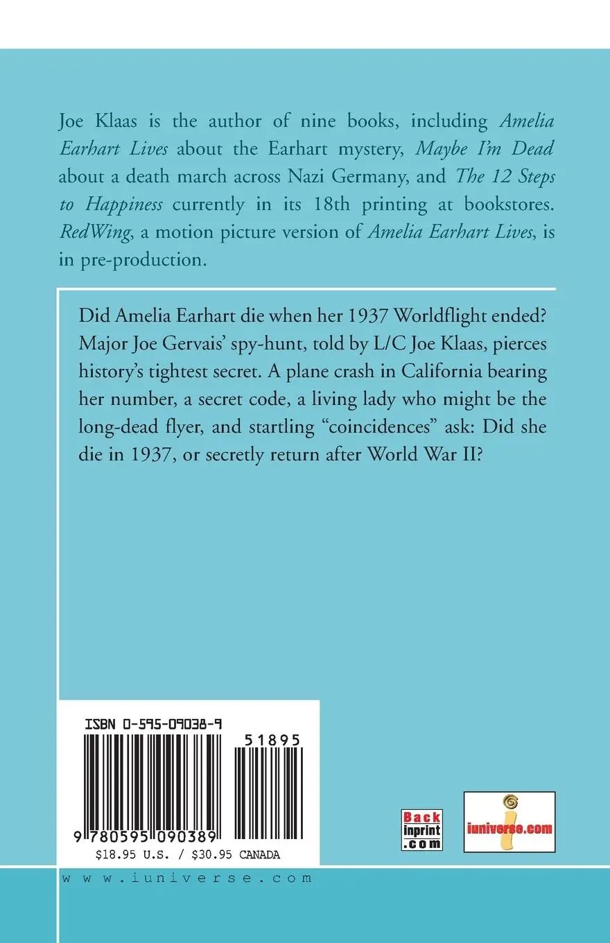 Rückseite: 9780595090389 | Amelia Earhart Lives | Joe Klaas | Taschenbuch | Englisch | 2000