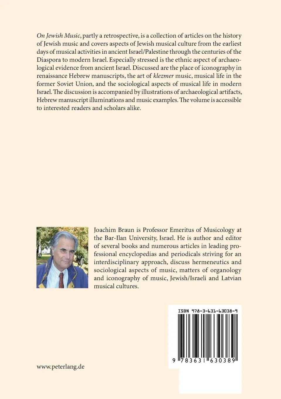 Rückseite: 9783631630389 | On Jewish Music | Past and Present | Joachim Braun | Taschenbuch