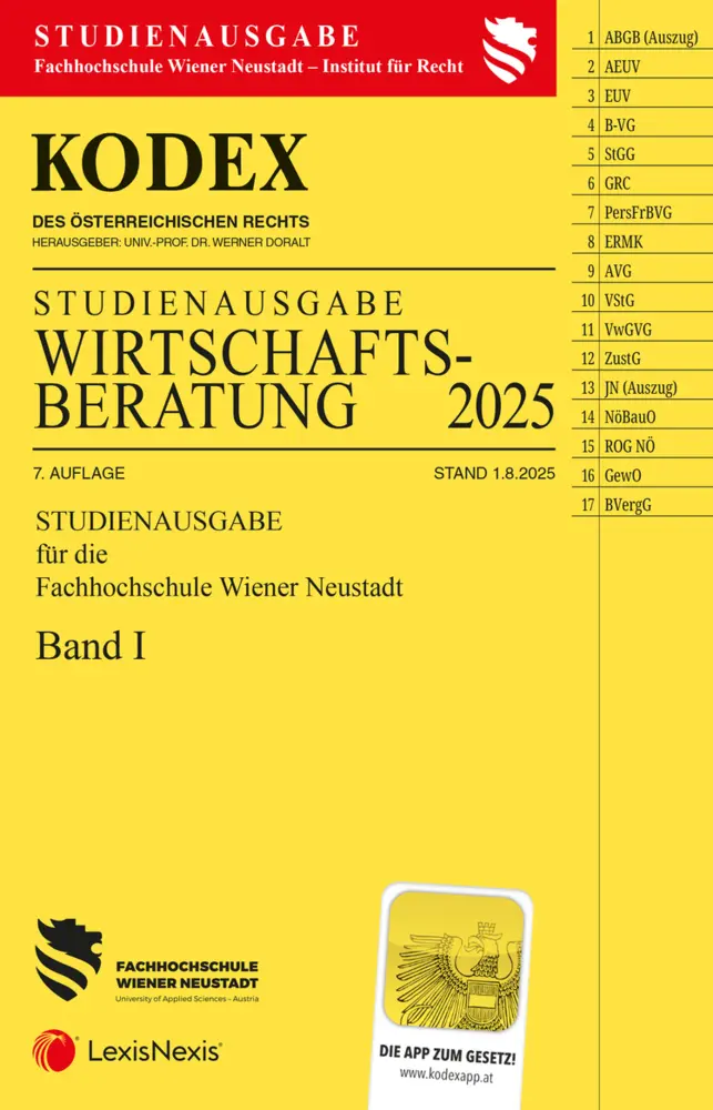 Cover: 9783700790389 | KODEX Wirtschaftsberatung Band I (FH Wr. Neustadt) 2025 | Doralt