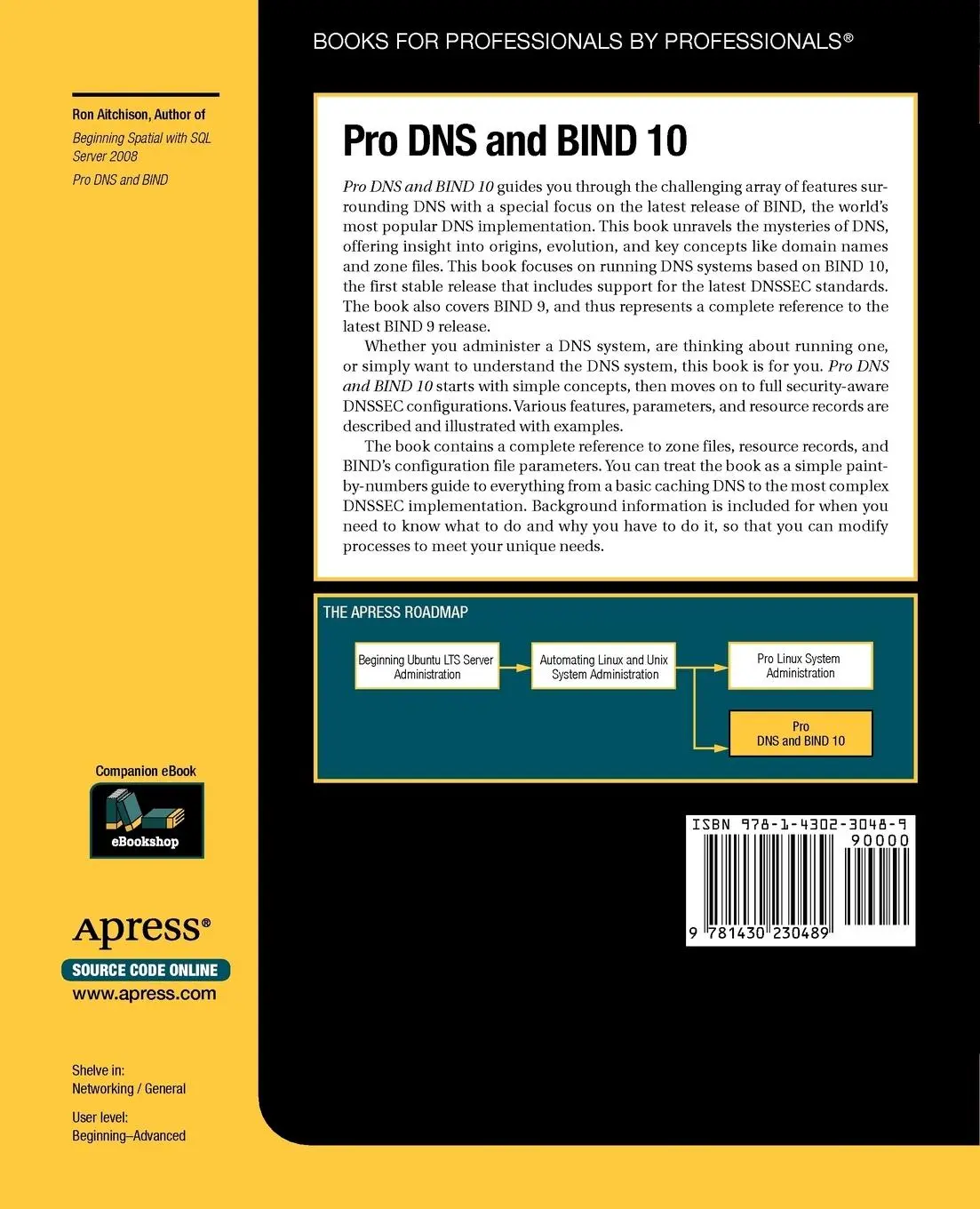Rückseite: 9781430230489 | Pro DNS and Bind 10 | Ron Aitchison | Taschenbuch | xxx | Englisch