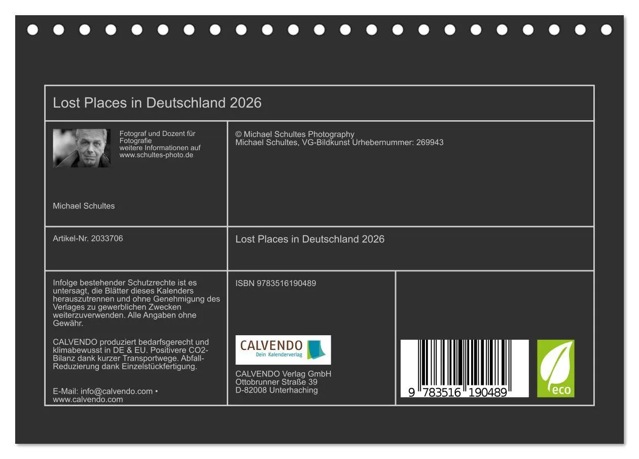 Bild: 9783516190489 | Lost Places in Deutschland 2026 (Tischkalender 2026 DIN A5 quer),...