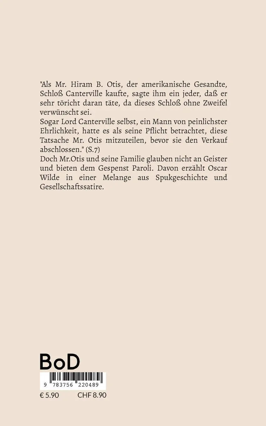 Rückseite: 9783756220489 | Das Gespenst von Canterville | Oscar Wilde | Taschenbuch | Paperback