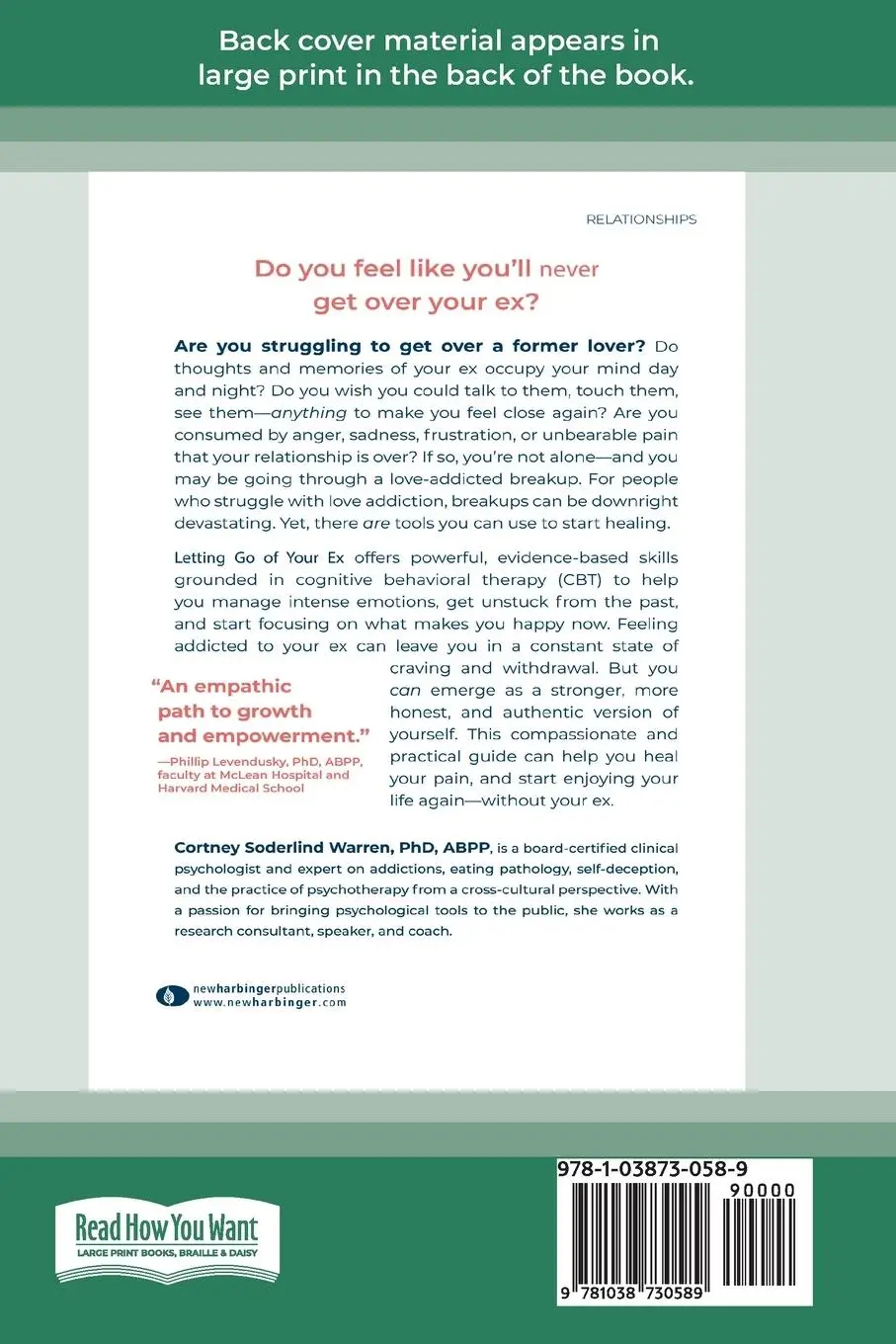 Rückseite: 9781038730589 | Letting Go of Your Ex | Cortney S Warren | Taschenbuch | Englisch