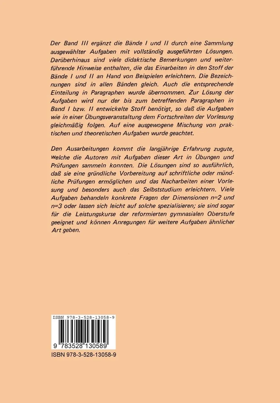 Rückseite: 9783528130589 | Lineare Algebra und Analytische Geometrie | Hermann Schaal | Buch | x