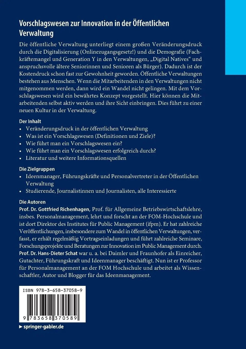 Rückseite: 9783658370589 | Vorschlagswesen zur Innovation in der Öffentlichen Verwaltung | Buch