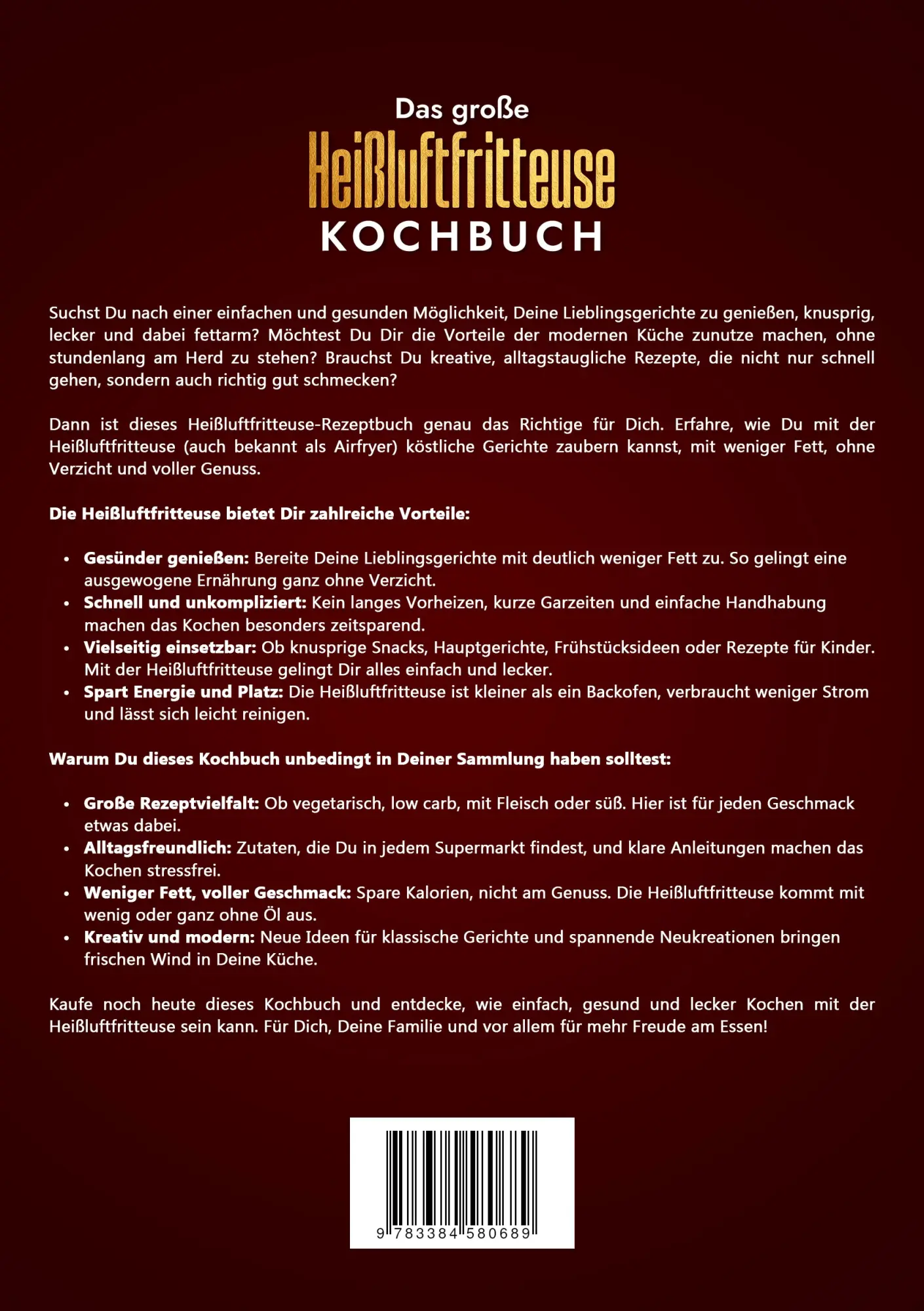 Rückseite: 9783384580689 | Das große Heißluftfritteuse Kochbuch | Vanessa Zimmermann | Buch