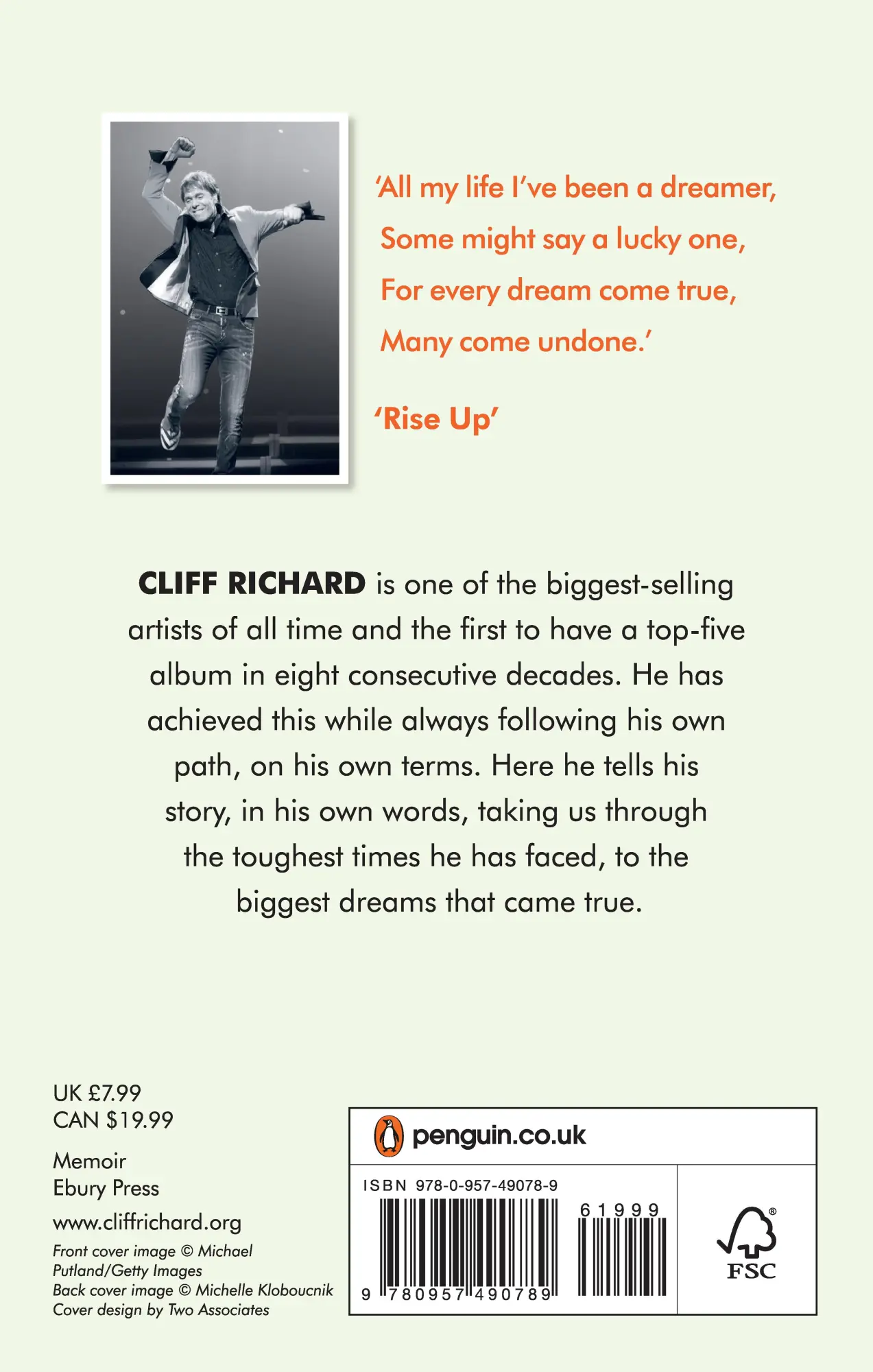 Rückseite: 9780957490789 | The Dreamer: An Autobiography | Cliff Richard | Taschenbuch | Englisch