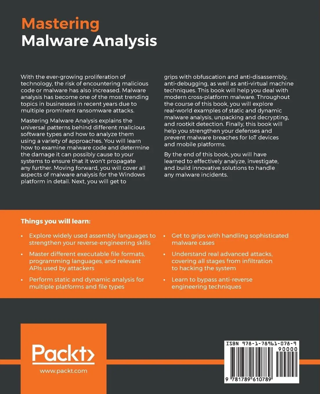 Rückseite: 9781789610789 | Mastering Malware Analysis | Alexey Kleymenov (u. a.) | Taschenbuch