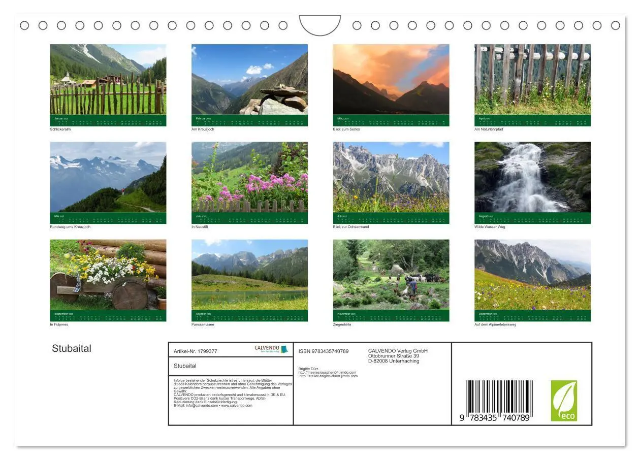 Bild: 9783435740789 | Stubaital (Wandkalender 2025 DIN A4 quer), CALVENDO Monatskalender