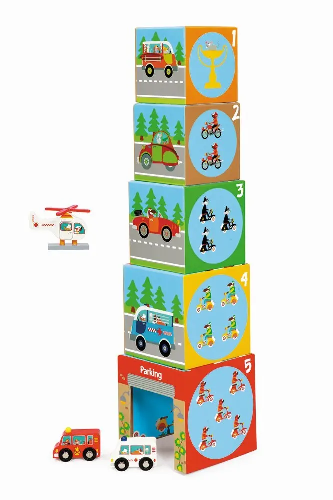 Bild: 5414561810889 | SCRATCH - Stapelspiel Pyramide mit Auto und Helikopter | 276181088