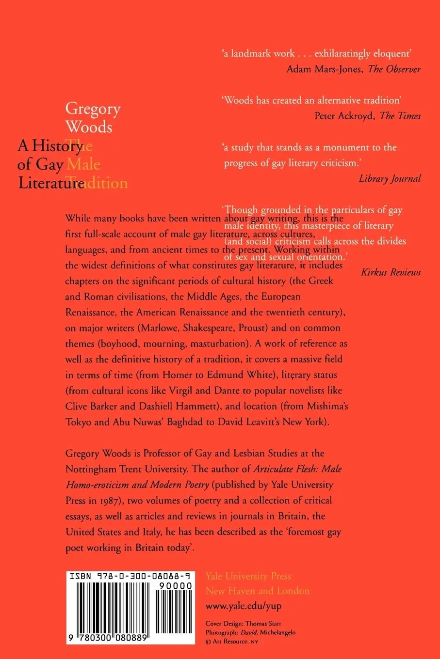 Rückseite: 9780300080889 | A History of Gay Literature | The Male Tradition | Gregory Woods