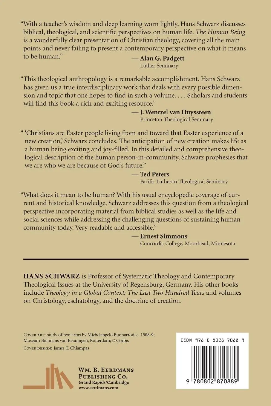 Rückseite: 9780802870889 | The Human Being | A Theological Anthropology | Hans Schwarz | Buch