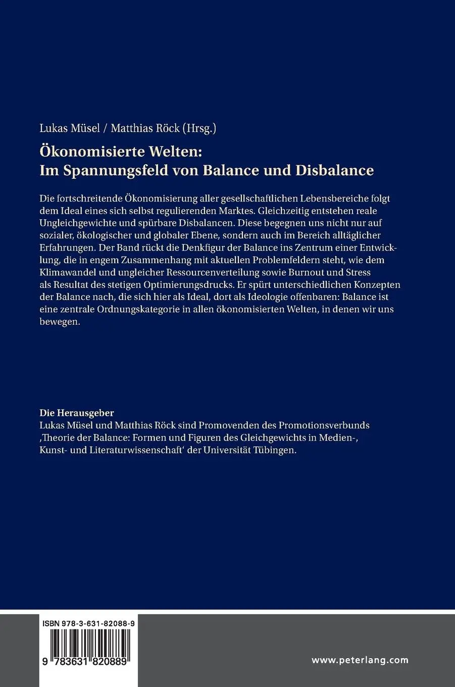 Rückseite: 9783631820889 | Ökonomisierte Welten: Im Spannungsfeld von Balance und Disbalance