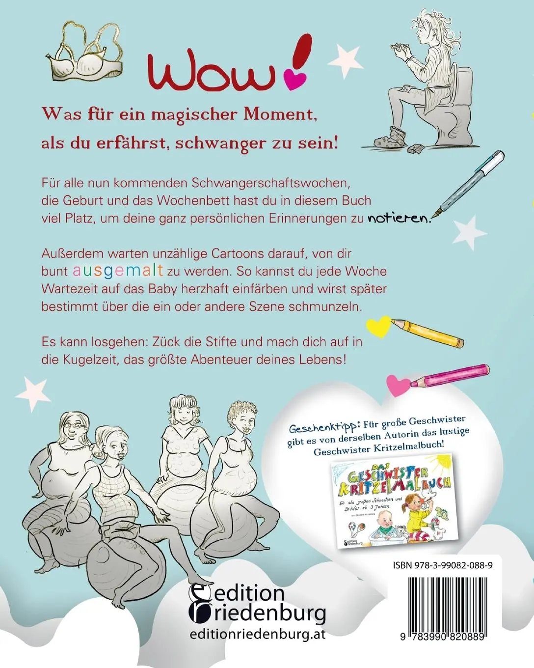 Rückseite: 9783990820889 | Voller Vorfreude auf mein Baby: Schwangerschaftstagebuch zum Ausmalen