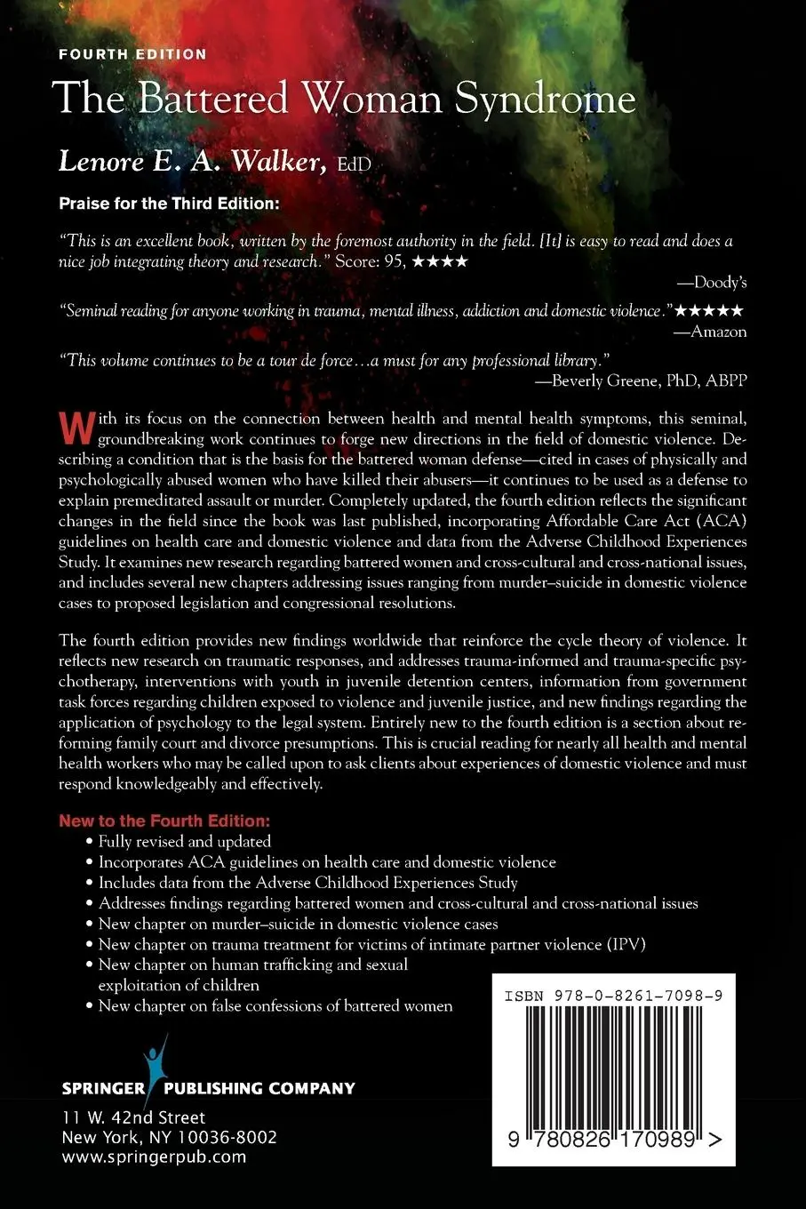 Rückseite: 9780826170989 | The Battered Woman Syndrome | Lenore E. A. EdD Walker | Taschenbuch