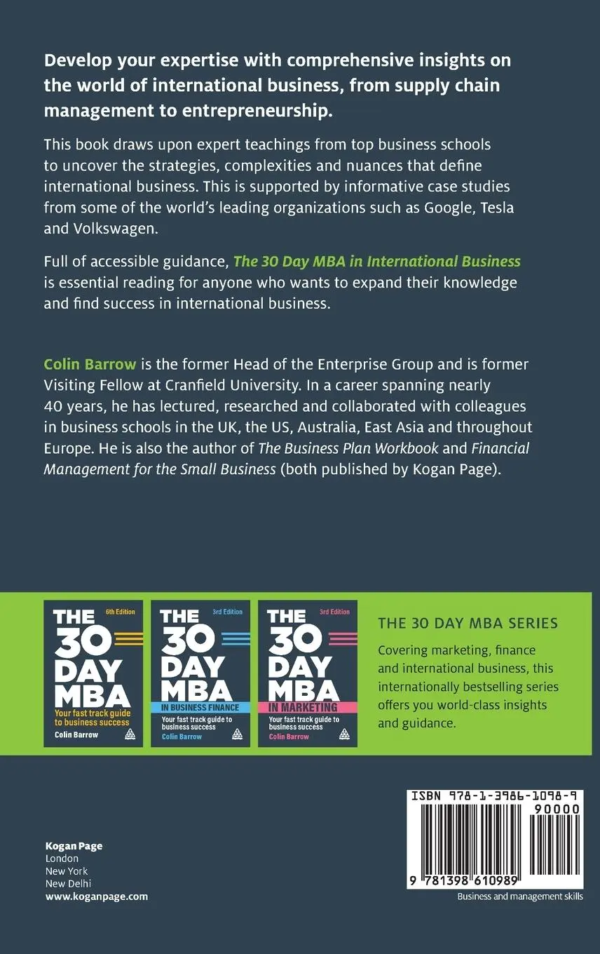 Rückseite: 9781398610989 | 30 Day MBA in International Business | Colin Barrow | Buch | Englisch