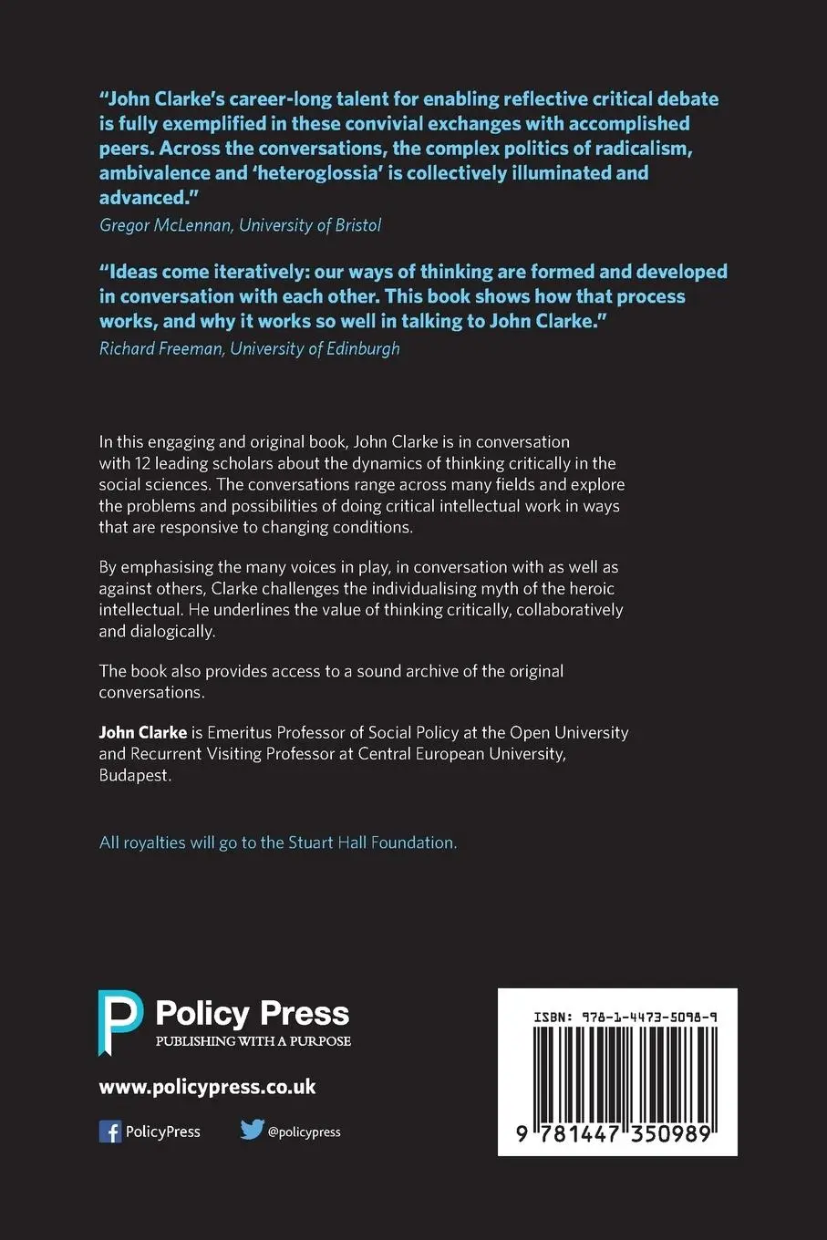 Rückseite: 9781447350989 | Critical Dialogues | Thinking Together in Turbulent Times | Clarke