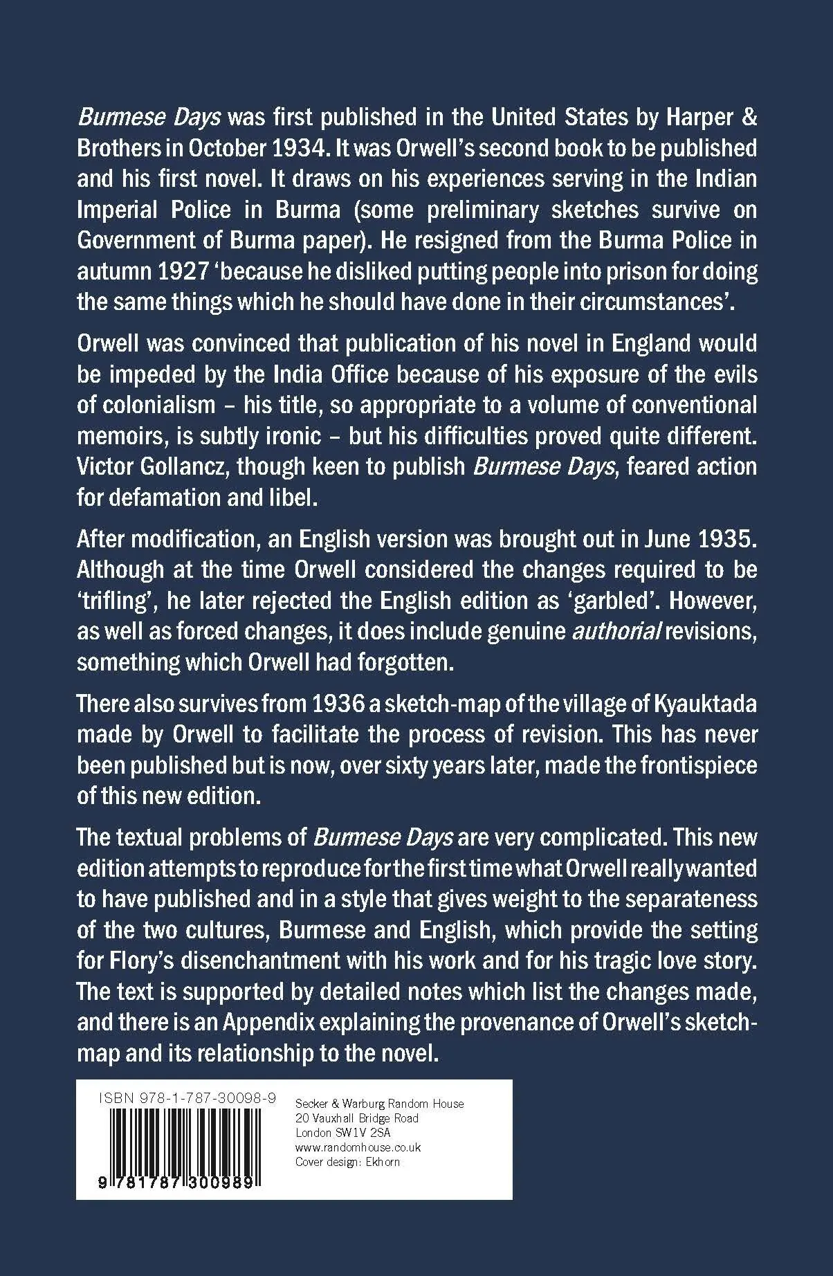 Rückseite: 9781787300989 | Burmese Days | George Orwell | Taschenbuch | Englisch | 2018