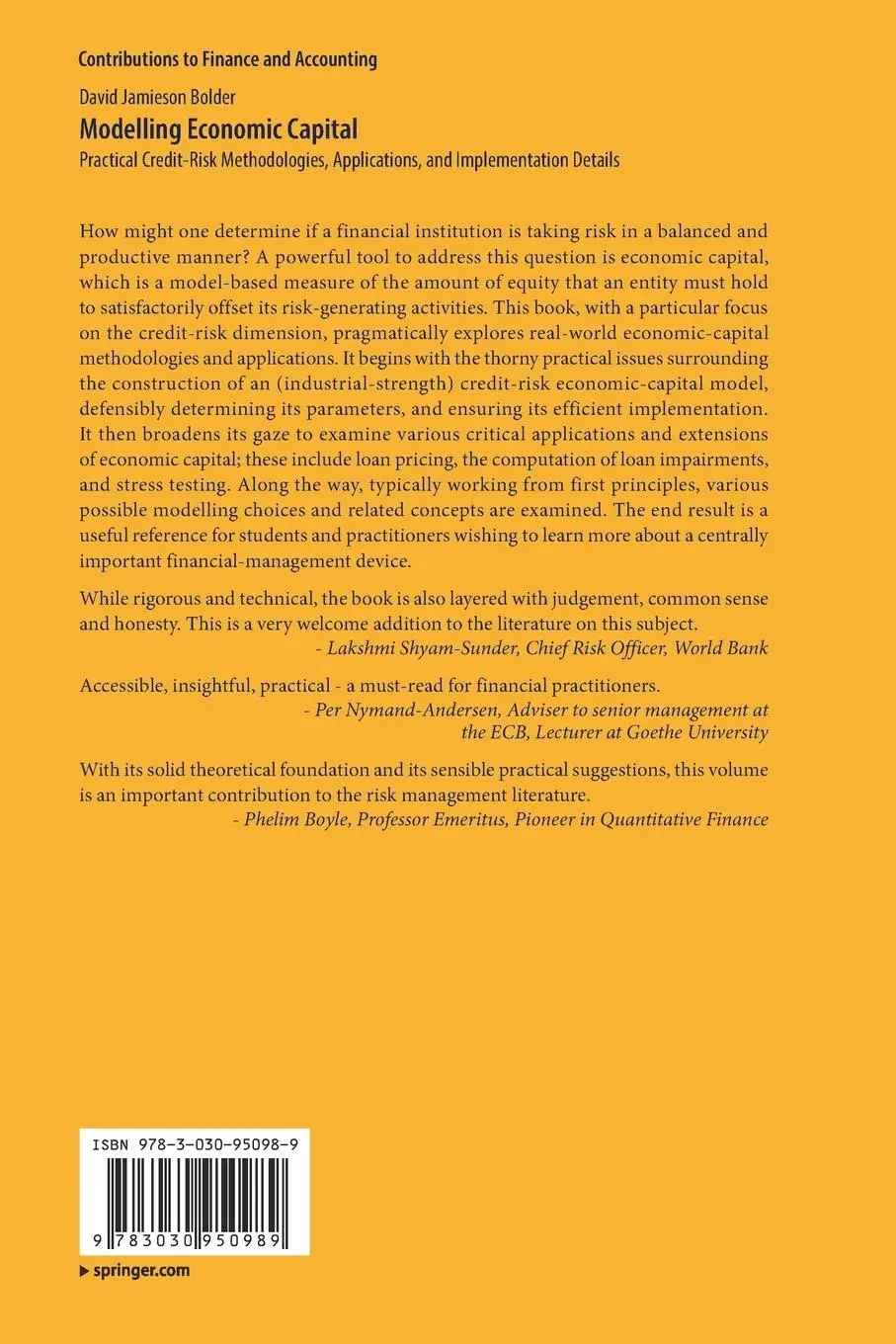 Rückseite: 9783030950989 | Modelling Economic Capital | David Jamieson Bolder | Taschenbuch