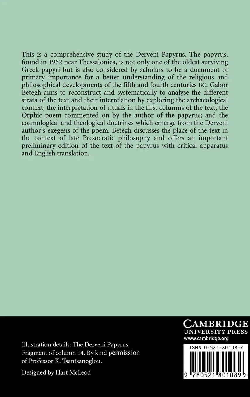 Rückseite: 9780521801089 | The Derveni Papyrus | Cosmology, Theology and Interpretation | Buch