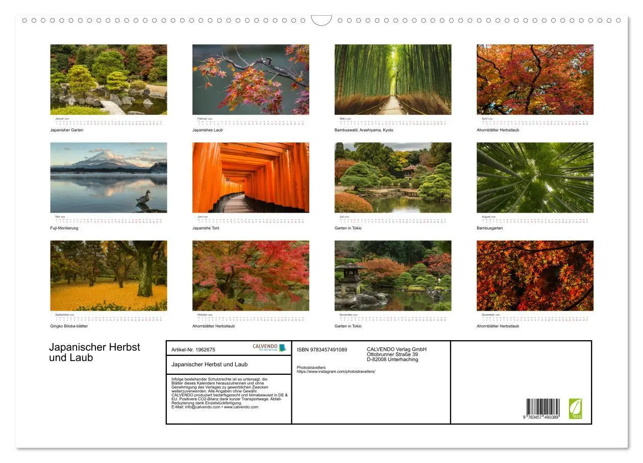 Bild: 9783457491089 | Japanischer Herbst und Laub (Wandkalender 2026 DIN A2 quer),...