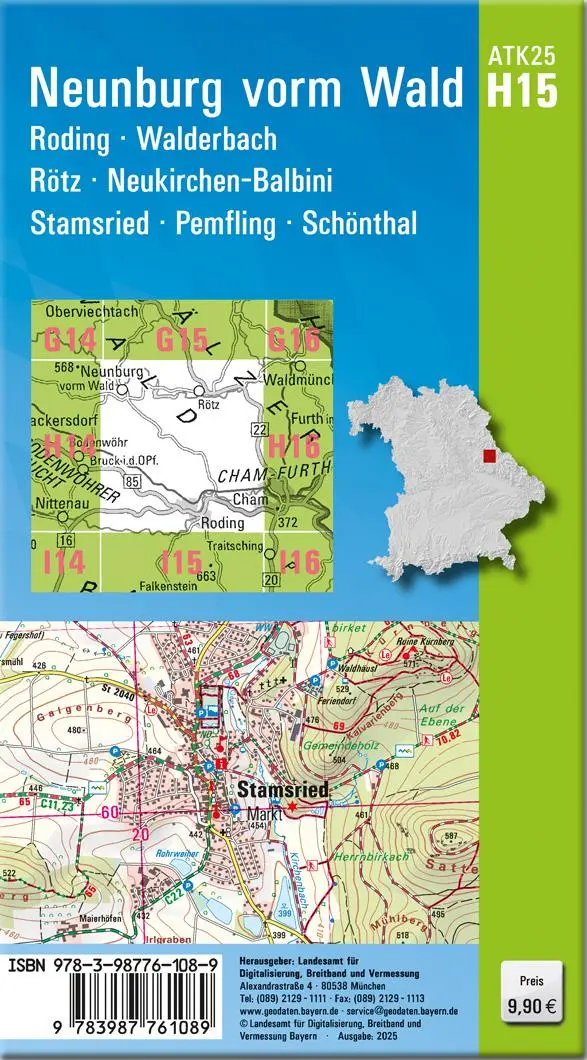 Rückseite: 9783987761089 | ATK25-H15 Neunburg vorm Wald (Amtliche Topographische Karte 1:25000)