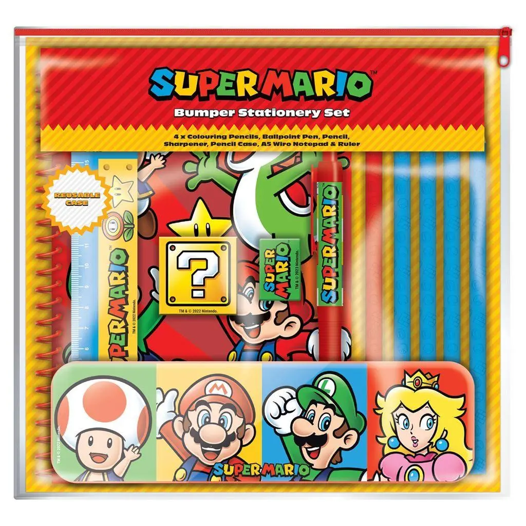 SUPER MARIO (CORE COLOUR BLOCK) BUMPER STATIONERY SET