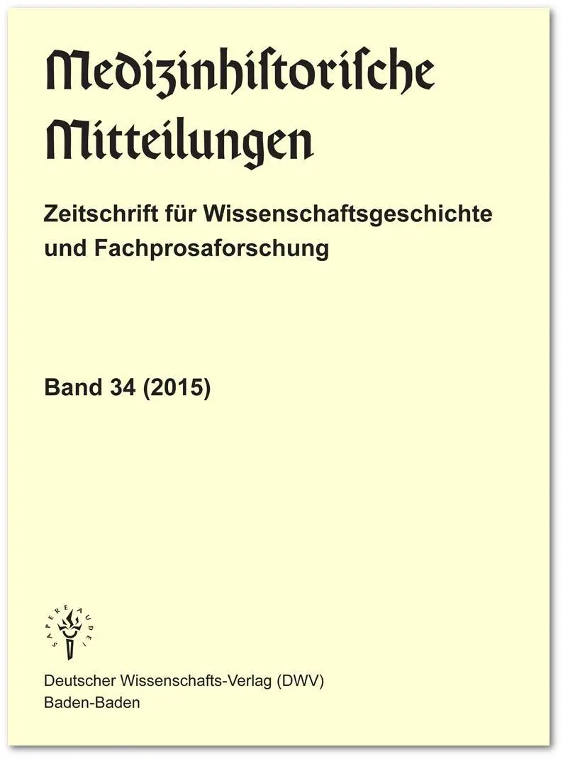 Cover: 9783868881189 | Medizinhistorische Mitteilungen. Zeitschrift für...