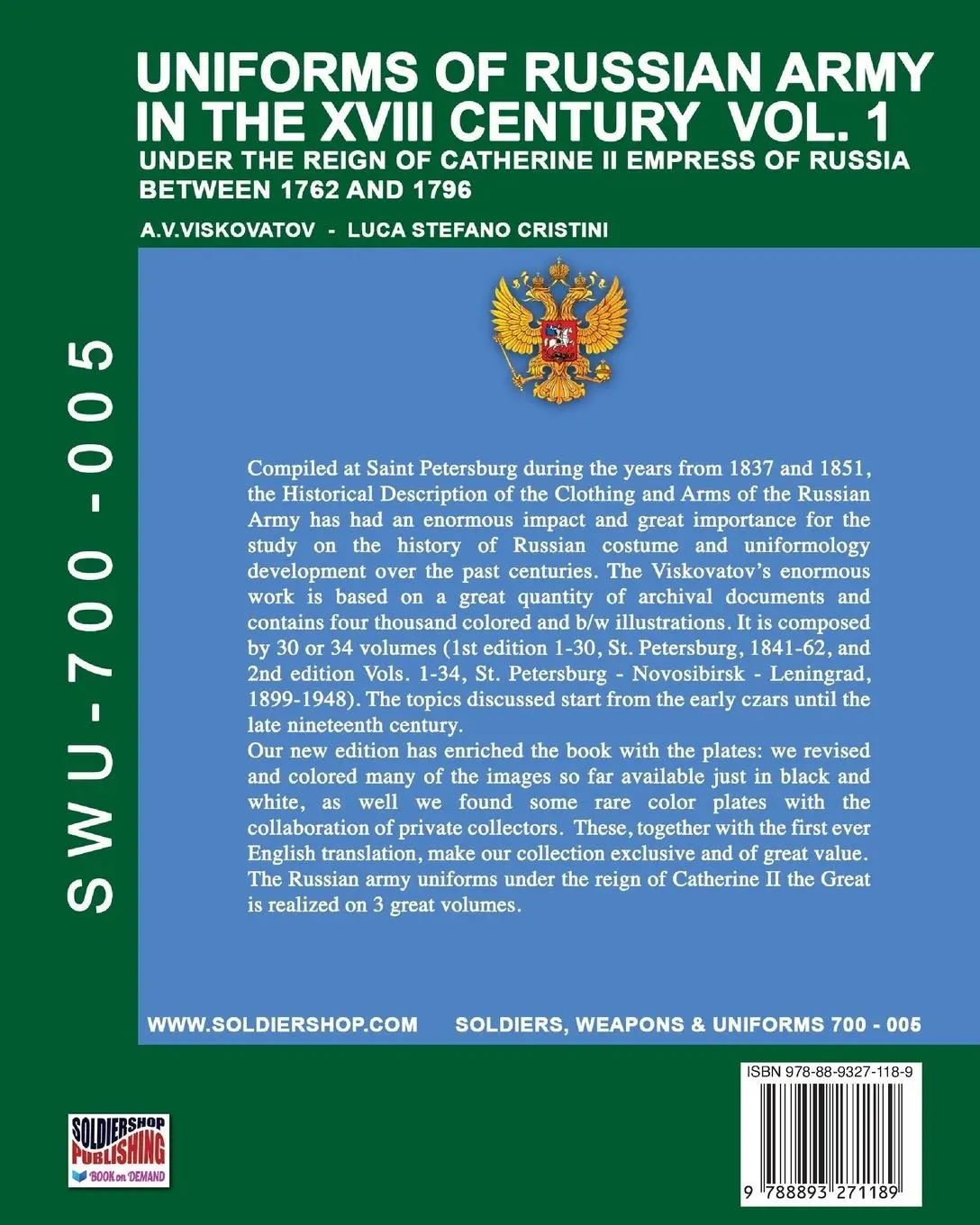Rückseite: 9788893271189 | Uniforms of Russian army in the XVIII century Vol. 1 | Cristini | Buch