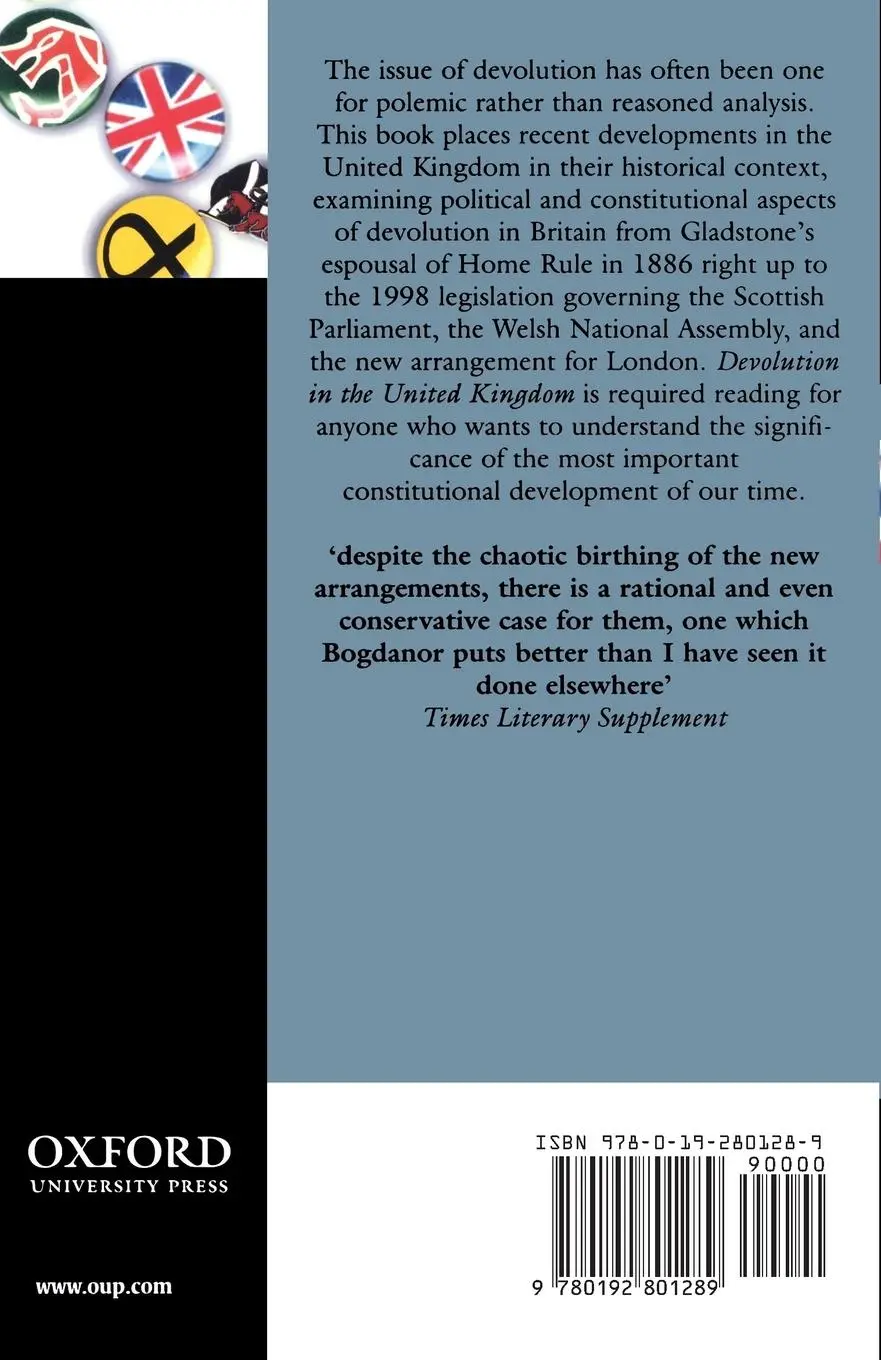 Rückseite: 9780192801289 | Devolution in the United Kingdom | Vernon Bogdanor | Taschenbuch