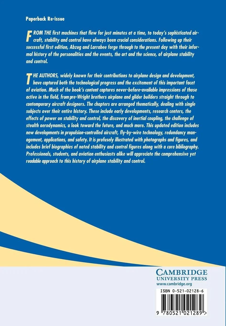 Rückseite: 9780521021289 | Airplane Stability and Control | Malcolm J. Abzug (u. a.) | Buch
