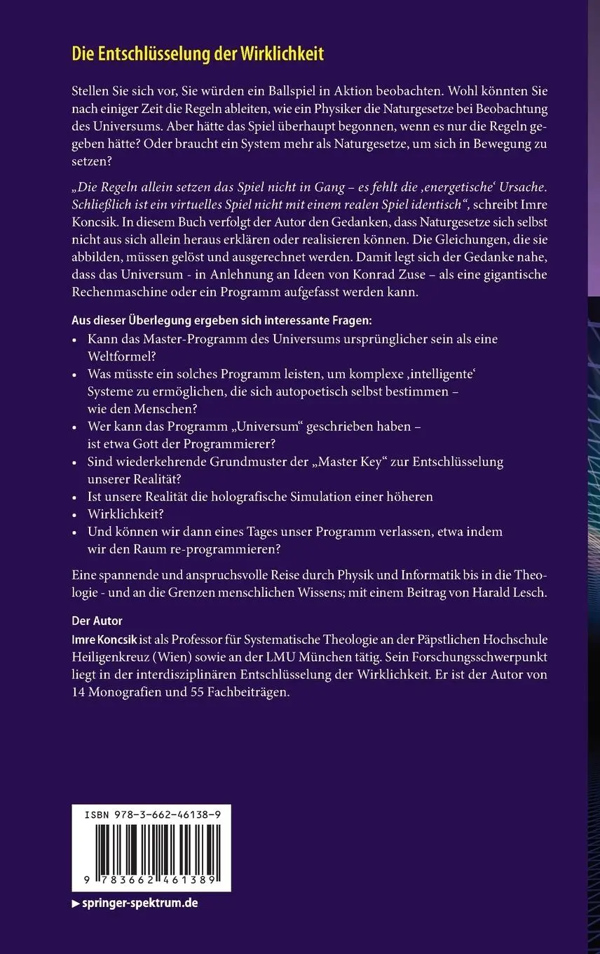 Rückseite: 9783662461389 | Die Entschlüsselung der Wirklichkeit | Imre Koncsik | Buch | xvii