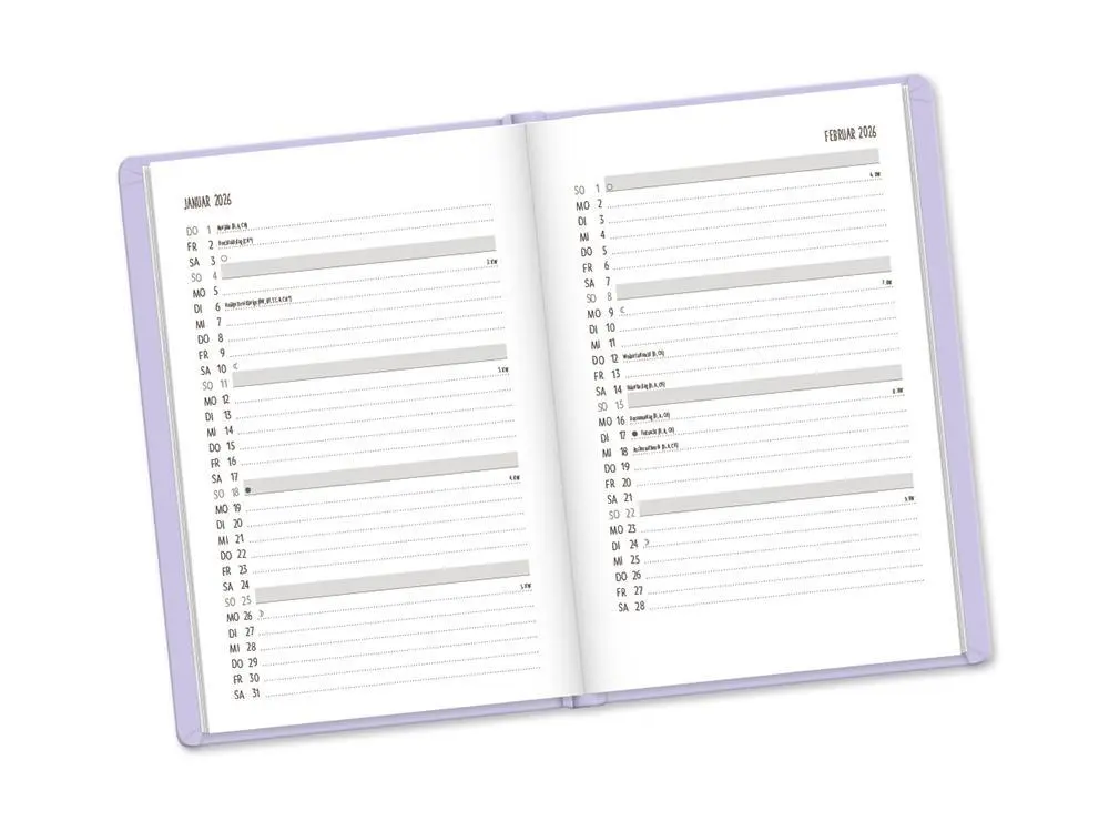 Bild: 9783986361389 | Terminplaner Lederlook 2026 Lavender | Terminplaner Lederlook A6
