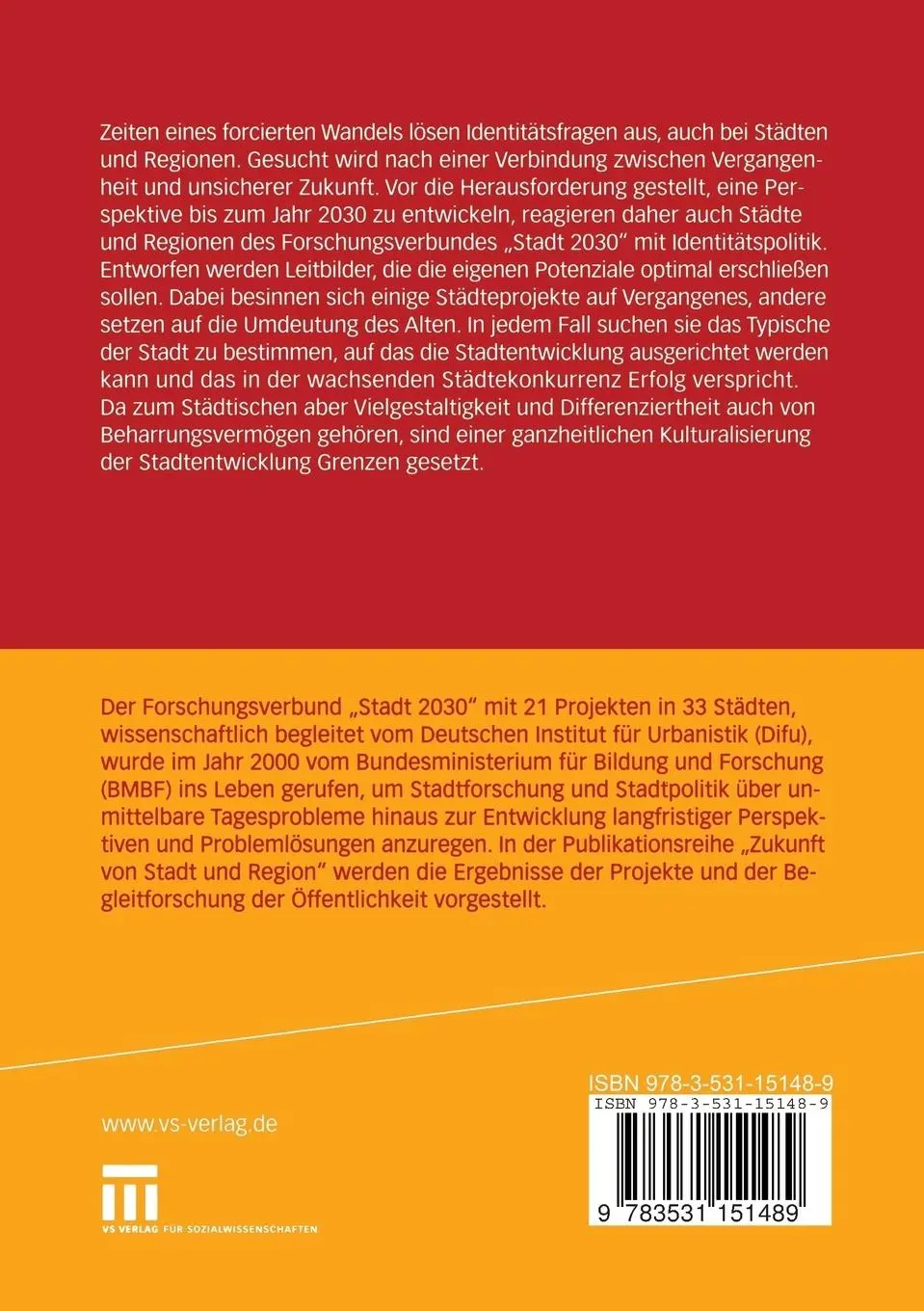 Rückseite: 9783531151489 | Zukunft von Stadt und Region | Deutsches Institut f. Urbanistik | Buch