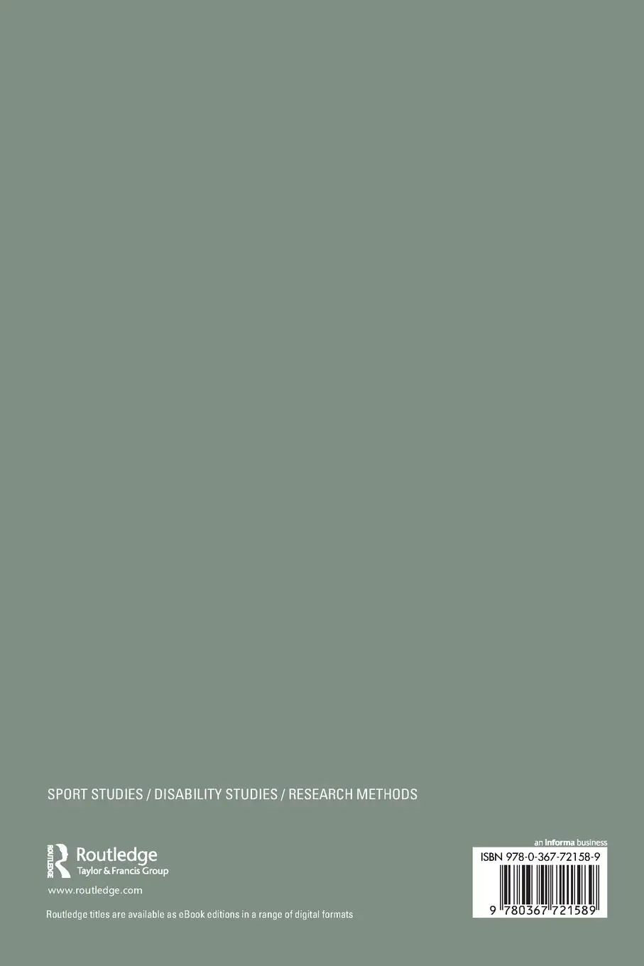 Rückseite: 9780367721589 | Researching Disability Sport | Theory, Method, Practice | Taschenbuch